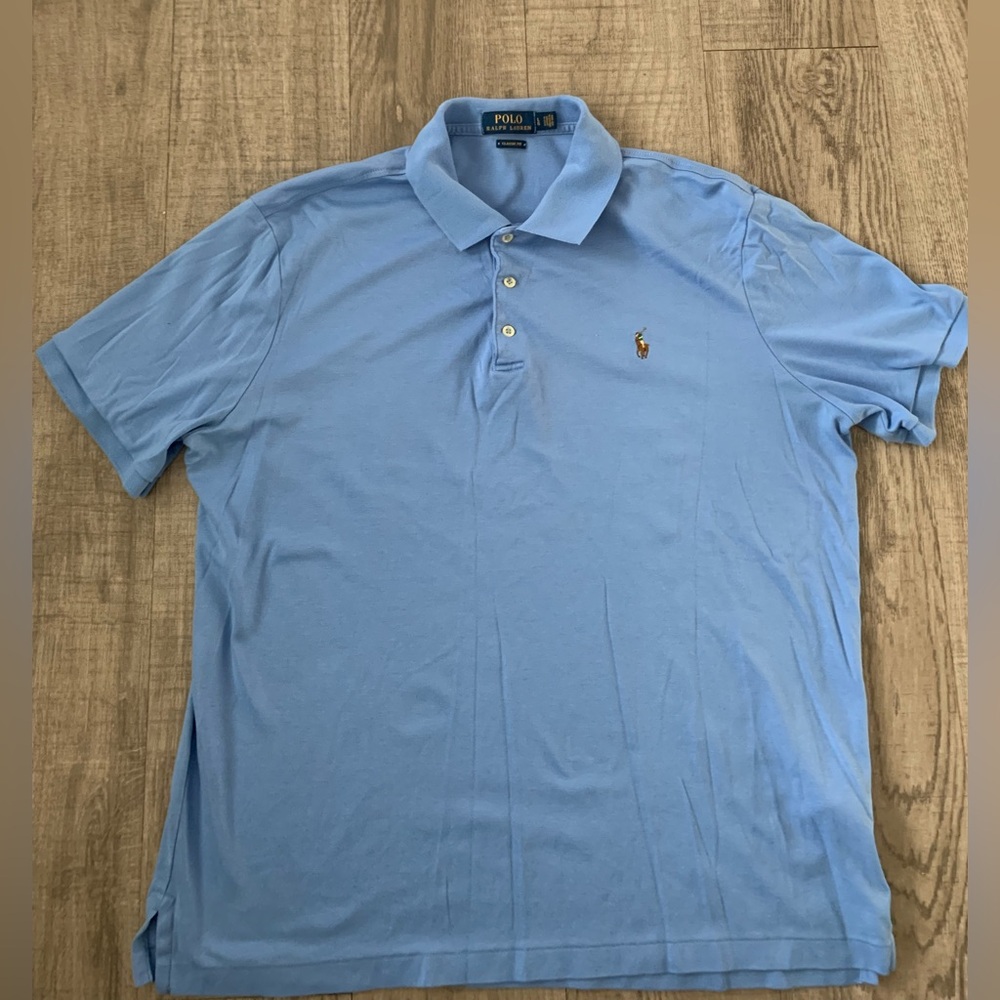 Polo by Ralph Lauren Men's Light Blue Polo Shirt 
size L